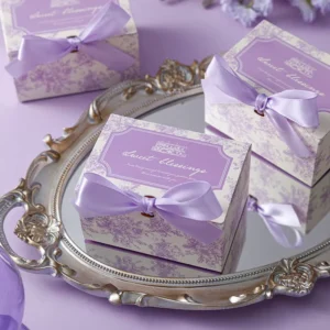 Spring Wedding Party Ribbon Bow Candy Box, Mother’s Day Gift Packaging, Foldable Handheld Wedding Candy Box