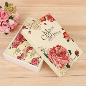 Square Folding Flower-Printed Mooncake Paper Packaging Box for Gifts