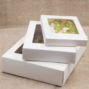 Square Folding Kraft Paper Gift Box with PVC Transparent Window
