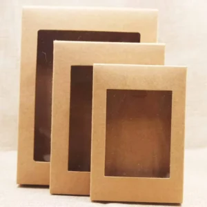 Square Folding Kraft Paper Gift Box with PVC Transparent Window
