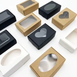 Square Food Grade Paper Boxes with Clear Windows for Bakery, Cake, Treat and Party Gift Packaging