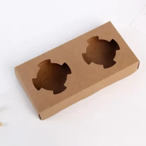 Square Kraft Paper Box with Window, Inner Lining, and Logo Printing