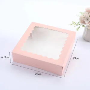 Square Kraft Paper Cake Packaging Box with Transparent Window and Food-Grade Material
