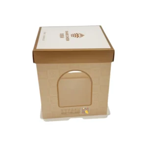 Square Paper Dessert Box with Food-Grade Window for Cake Shops