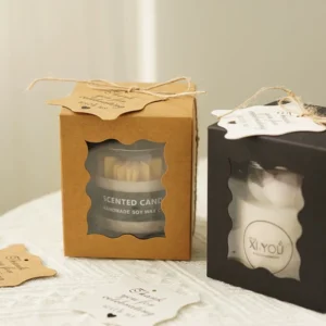 Square Rigid Kraft Paper Window Folder Box for Candle Jars