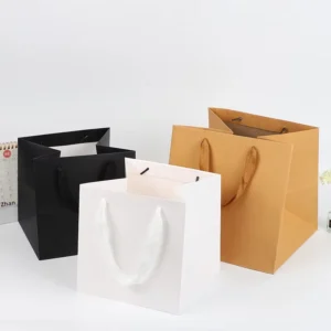 Square Tote Bag High-End White Cardstock Offset Printed Customizable Cake-Themed Birthday Gift Packaging