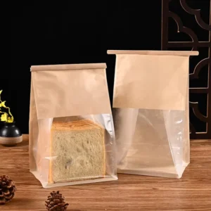 Square Transparent Window Bread Paper Bag for Cake and Bread Packaging