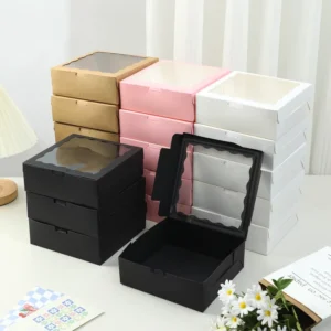 Square Wave Window Gift Box for Food Packaging, Birthday, Wedding, Valentine’s Party