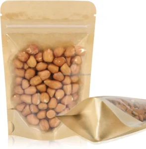 Stand up Recycled Kraft Paper Bags with Matte Window and Zipper Lock for Food Storage Small Business & Home Use