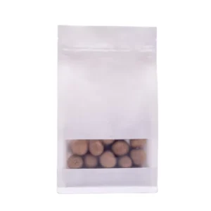 Stand up Ziplock White Kraft Paper Bag Matte Window 12*22+3 Custom Printed Paper Bags