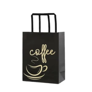 Stock Biodegradable Kraft Paper Takeaway Packaging Bags for Coffee Milk Tea Dessert Baking Hand Rope Handle Direct Sale