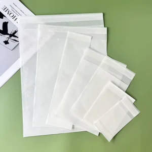 Stock Biodegradable White Waxed Paper Translucent Glassine Heat-Seal Aqueous-Coated Envelope Bags for Cross-Border E-Commerce