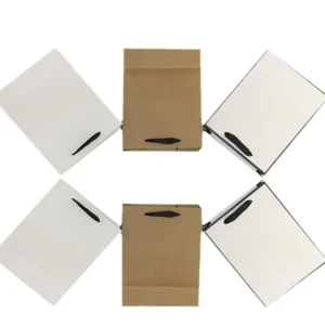 Stock Recycled Kraft Paper Shopping Bags with Handles, Black/White/Brown, for Baking, Food, Takeaway, Gift, Retail