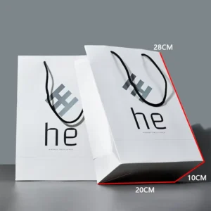 Custom Clothing Paper Bags with Logo, White Card Shopping Bags with Handles for Gift Packaging
