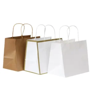 Supplier Kid Cute Printed White Craft Paper Bag Custom Grocery Packaging Shopping Paper Bag with Your Own logo for Packaging