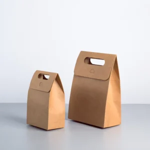 Take Away Paper Bag Square Paper Bag Bread Packaging Paper Bags Supplier