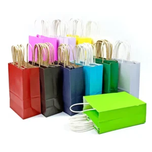 Take Away Paper Bag for Restaurant Fast Food Biodegradable Takeaway Kraft Paper Bag With Handle