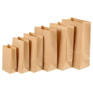 Takeaway Flat Bottom Kraft Paper Packaging Bags
