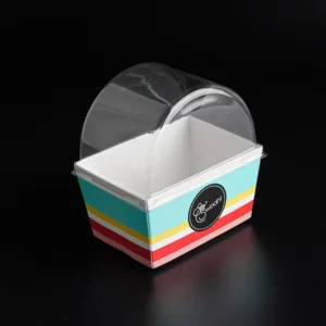Takeaway Food-Grade Paper Custom Printed Bread and Dessert Boxes with Clear Lids for Breakfast Sandwiches