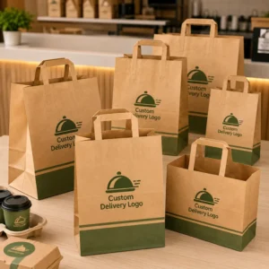Takeaway Paper Bag Folded Top Bag Kraft Paper Catering Event Use Bulk Order Packaging for Foodservice Distributors