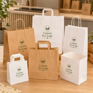 Takeaway Paper Bag Side Gusset Bag Grease Resistant Paper Fast Food Service for Takeout Meal Packaging