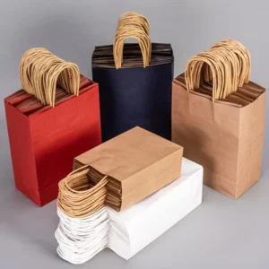 Takeaway Takeout Shopping Kraft Paper Bags Eco Friendly Reusable Custom Printed Recycled Packaging Brown