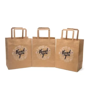 Takeout Food Pizza Burger Gift Wrapping Paper Handle Kraft Paper Shopping Bag Thank You Paper Bag