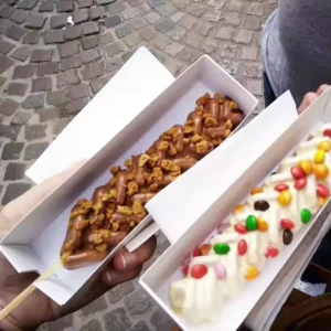 Takeout Waffle Stick, Mini Pancake, and Crepe Paper Box Tray for Sushi, Brownies, BBQ, and Bakery Packaging