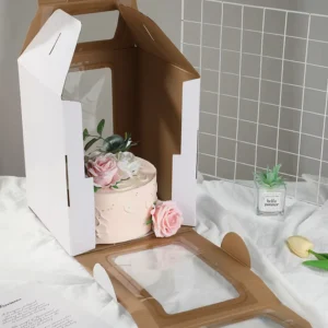 Tall White Corrugated Paper Box with Window