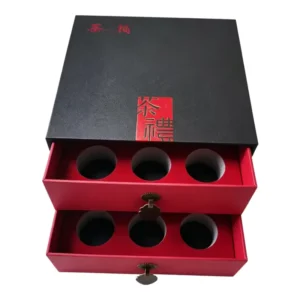 Tea Gift Box Double Drawer Hardcover Rigid Paper Box for Tea Canister Packaging