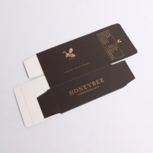 Tea Packaging Box Custom Folding Paper Carton with Gold Hot Foil Logo Printing Brown Tuck Top
