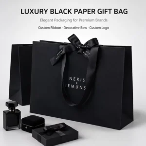 Tea Shop Custom Paper Gift Bags With Ribbon Handles Offset Printing 300gsm Eco Friendly For Loose Leaf Tea Retail