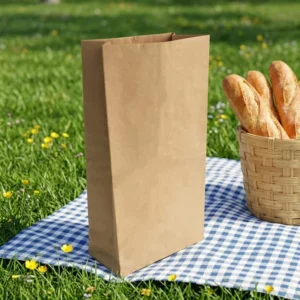 Textured Recyclable Kraft Paper Bag Without Handles, Heat-Sealed, with Custom Logo for Food Packaging