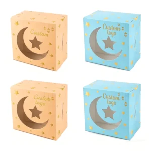 Theme Moon Star Design 4 hole Recyclable Cupcake Paper Boxes Ramadan Kareem Party Favour Bakery Packaging Food Gift