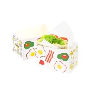 Thick Egg Toast Paper Box for Breakfast Lunch Dessert Hamburger and Sandwich Packaging Embossed