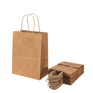Thick Kraft Paper Handbag and Shopping Bag for Bakery Takeaway Packaging