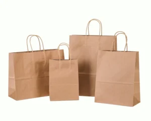 Thick Kraft Paper Shopping Bags with Handles for Bakery Takeaway Packaging
