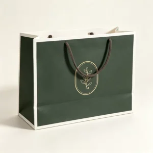 Thick Paper Shopping Bags Custom Logo Dark Green Tote Bags
