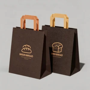 Thick Recyclable Kraft Paper Carrier Bag with Flat Rope Handle, Heavy Load Support, Custom Printed Logo for Sushi Stores