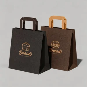 Thick Recyclable Kraft Paper Carrier Bag with Flat Rope Handle for Sushi Takeout