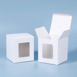 Thick White Paper Boxes with Transparent PET Window for Jars, Soaps, and Products