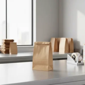 Thickened Biodegradable Eco Friendly Recyclable Kraft Paper Square Bottom Shopping Bag for Agriculture Food Packaging Takeaway