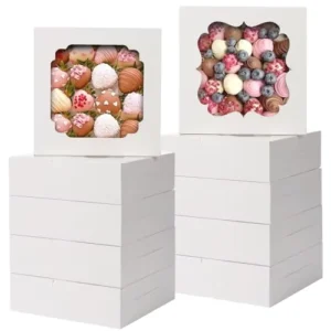 Versterkte gecoate papieren stevige bakdoos met grote golfvenster, voedselveilig, magnetische sluiting, voor sponscake en chocolade
