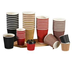 Thickened Corrugated Paper Cup 4/7/8/12 Ounce Disposable Customizable Coffee Milk Tea Hot Drink Cup with Lid Red Color