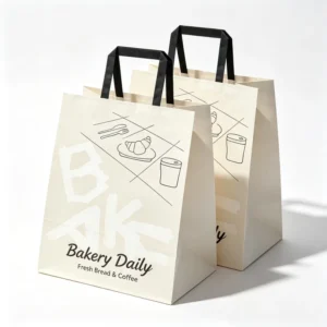 Thickened Custom Logo Kraft Paper Handled Bags Creative Takeaway Packaging Bags for Bakery Bread Dessert Shop