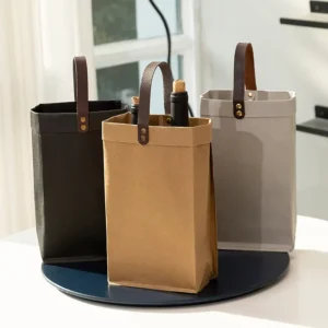 Thickened Waterproof Customizable 2-Bottle Washable Kraft Paper Red Wine Bags