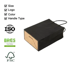 Top Grade Thick Kraft Paper Packaging Bags Reliable Handle Custom Logo Color Food Service Supply Paper Bag