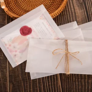 Translucent Paper Envelopes with Custom Logo, Shape, and Size for Business, Wedding, and Holiday Invitations