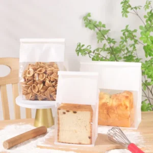 Translucent Reclosable Plastic Packaging Bag With Window for Bakery Cookies Candy and Bread
