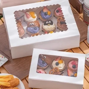 Transparent Clear Rectangle Cake Paper Packaging Gift Box for Wedding, Birthday, and Bakery Use with Glossy Lamination